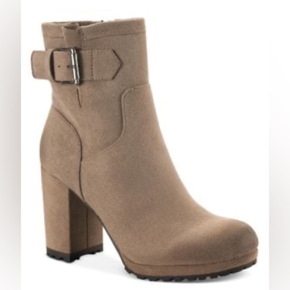 Sun + Stone Veraa Microsuede Buckle Ankle Boots